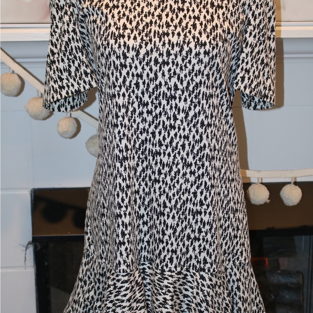 🖤Vintage People Print Tier Ruffle Drop Waist cotton Dress Size 14🖤